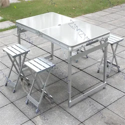 Portable Foldable Camping Table Aluminum Alloy Desk And Chairs Set Outdoor Lightweight  Table For Fishing BBQ Picnic 120x60/70cm