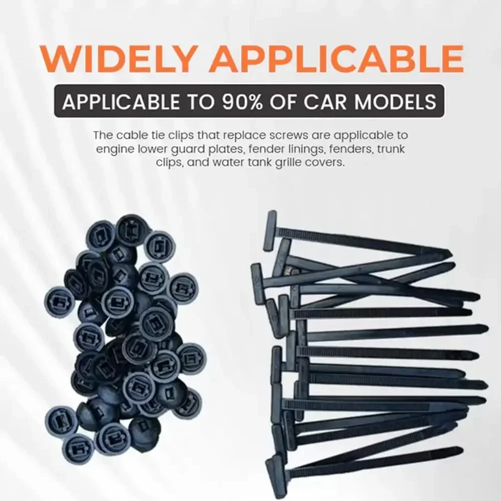 Nylon Cable Tie Buckle, Universal Self-locking Plastic Fastener Clip Screw Replacement for Car Fender Liner Bumper Cover - view 5