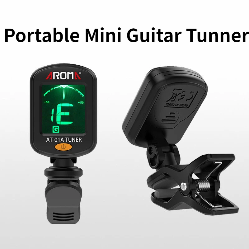 AT-101 المحمولة مشبك صغير على موالف الغيتار الرقمي موالف مع طوي الدورية كليب حساسية عالية الغيتار الملحقات