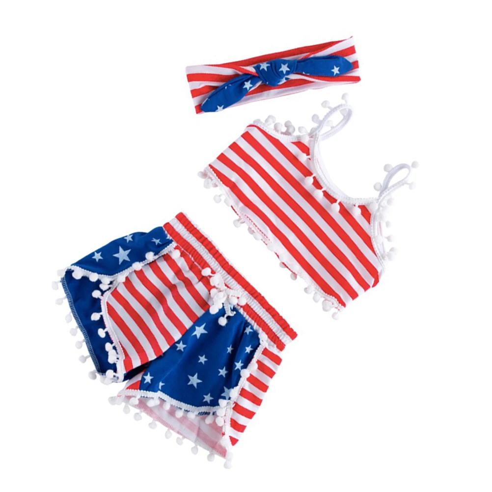 

3pcs Children Costume Set Bright Color Fashionable Party Clothing Independence Day Kids Clothes Set Toddler Suspender Suit