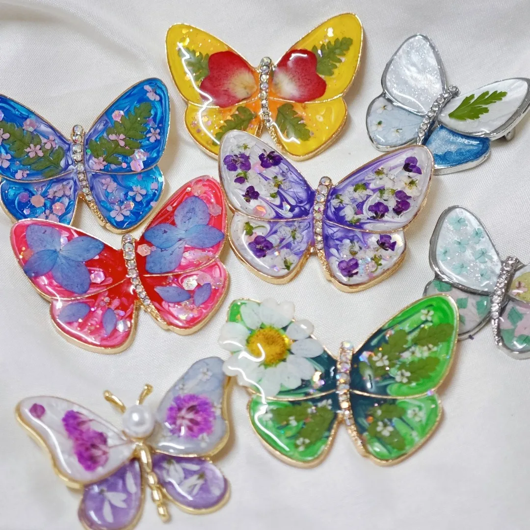 

3195 ручной работы, коллекция сушеных цветов, брошь-бабочка, креативные аксессуары для образцов настоящих цветов, креативные рождественские подарки