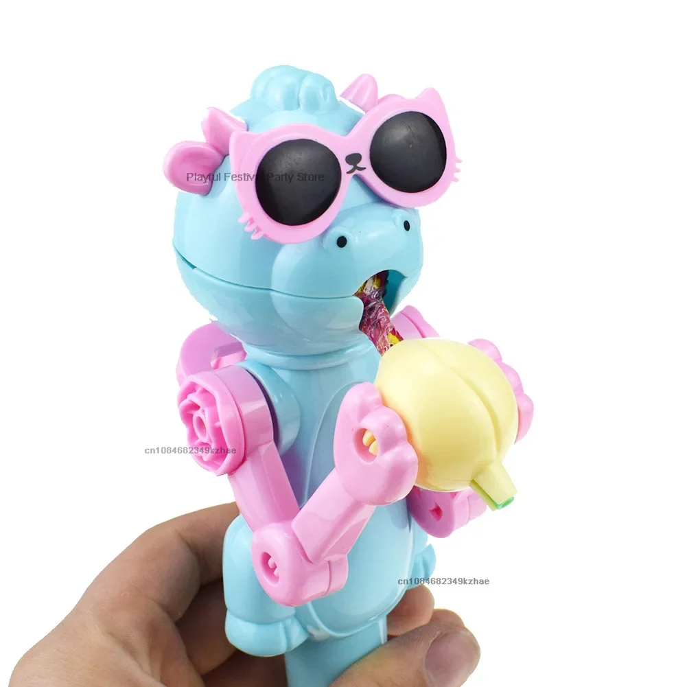 1pc Creative Lollipop Robot Holder Dinosaur Eat Lollipop Pop Ups Case Candy Storage Cool Toy Party Favors Gifts for Kids