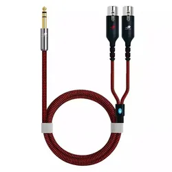 1/4 Inch TRS 6.35mm Male to Dual XLR Female Audio Cable for Microphone Amplifier Mixer Electric Guitar Speaker Shielded Cords
