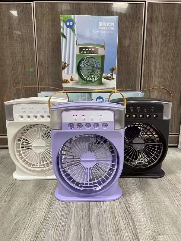 Hot Sell Rechargeable 2000mah air Cooler Fan Small air Conditioning Desktop Fan Long Lasting Upgraded Spray Fan with 5 Nozzles