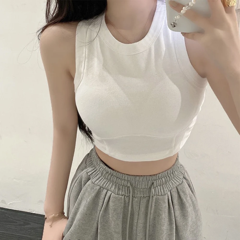 Camisole with Chest Pad Cropped Top Women Vest Tops Sport Bra Seamless Underwear Sexy Push Up Tops Female