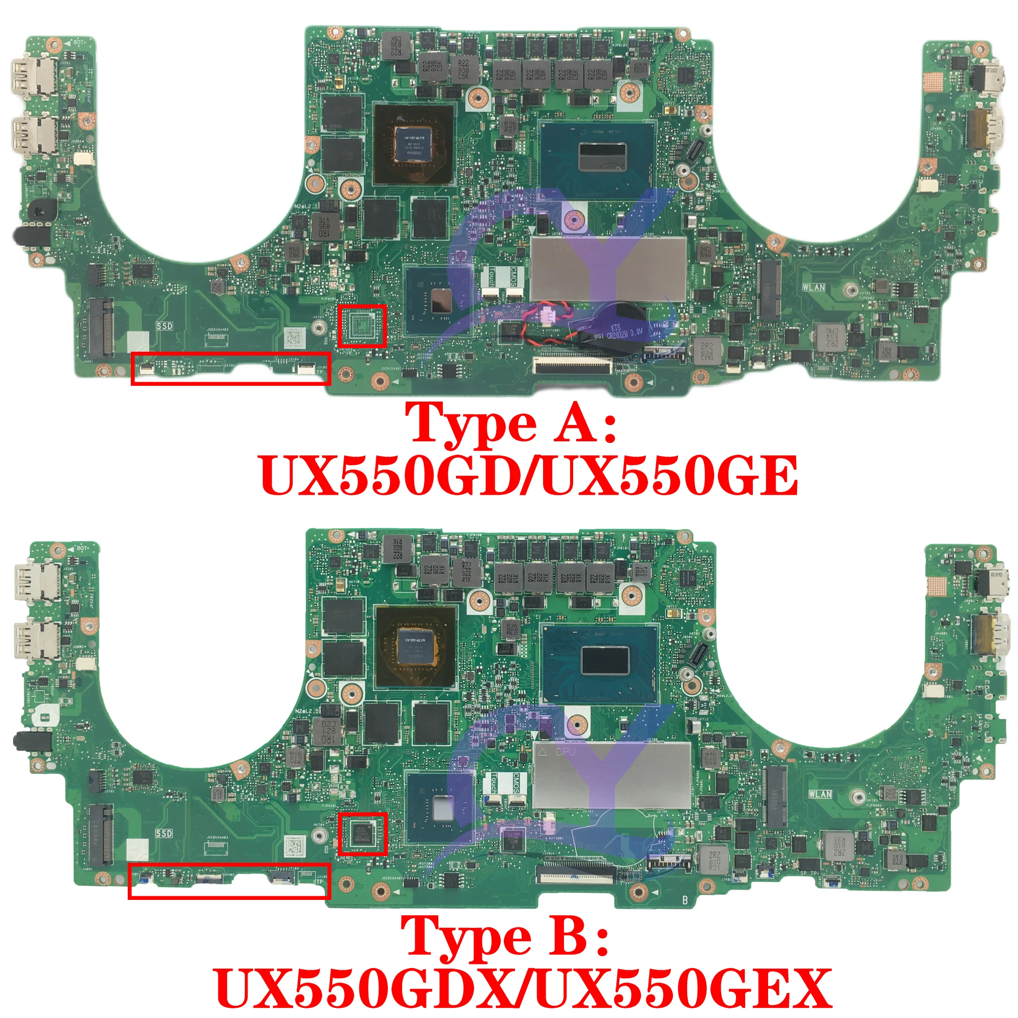 Imagem -03 - Placa-mãe do Portátil para Asus Zenbook Pro Ux550ge Ux550gex Ux550gdx i5 i7 I98th Gtx1050 Gtx1050ti 8gb 16gb