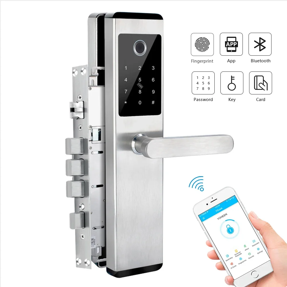 

Stainless Steel Security Electronic Smart Biometric Fingerprint Door Lock With BLE Wifi TTlock App for Home