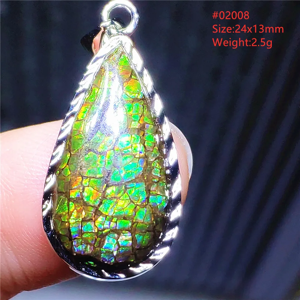 Natural Red Ammonite Ammolite Pendant Light Gemstone Green Ammolite 925 Sterling Silver Women Men Canada Necklace AAAAA