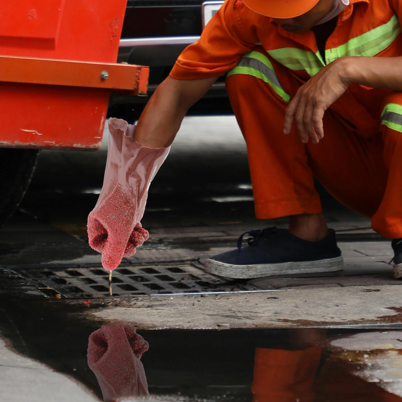 2 قطعة قفازات استنزاف قابلة لإعادة الاستخدام الثقيلة البلاستيكية مقاوم للماء مقاومة للانزلاق شكل ثعبان الأنابيب تنظيف أداة لأعمال المجاري السباكة