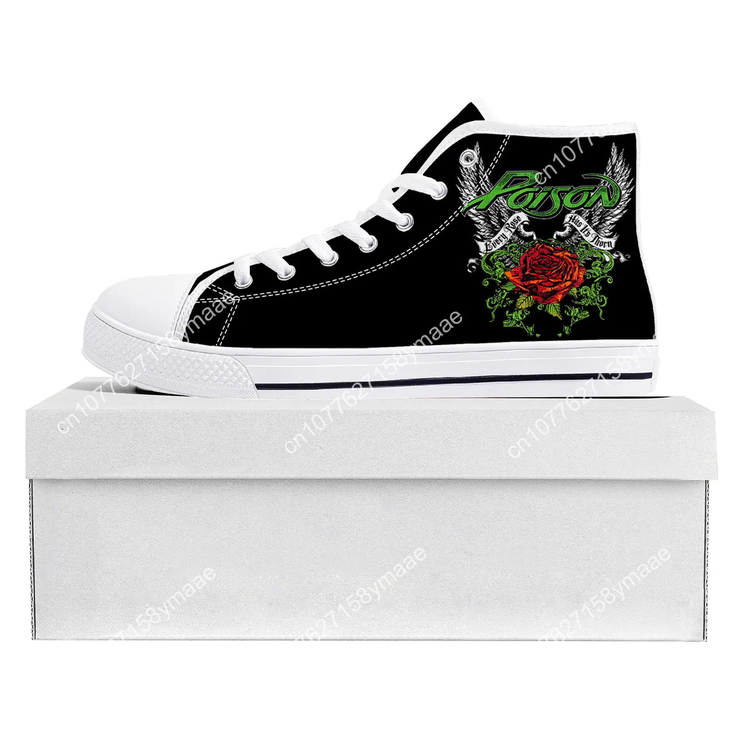 Poison Rock Band High Top Sneakers Mens Womens Teenager Canvas High Quality Sneaker Casual Custom Made Shoes Customize DIY Shoe