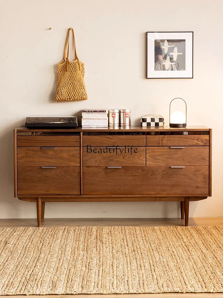 

yj7 North American black walnut eight-bucket cabinet storage all solid wood living room cabinet