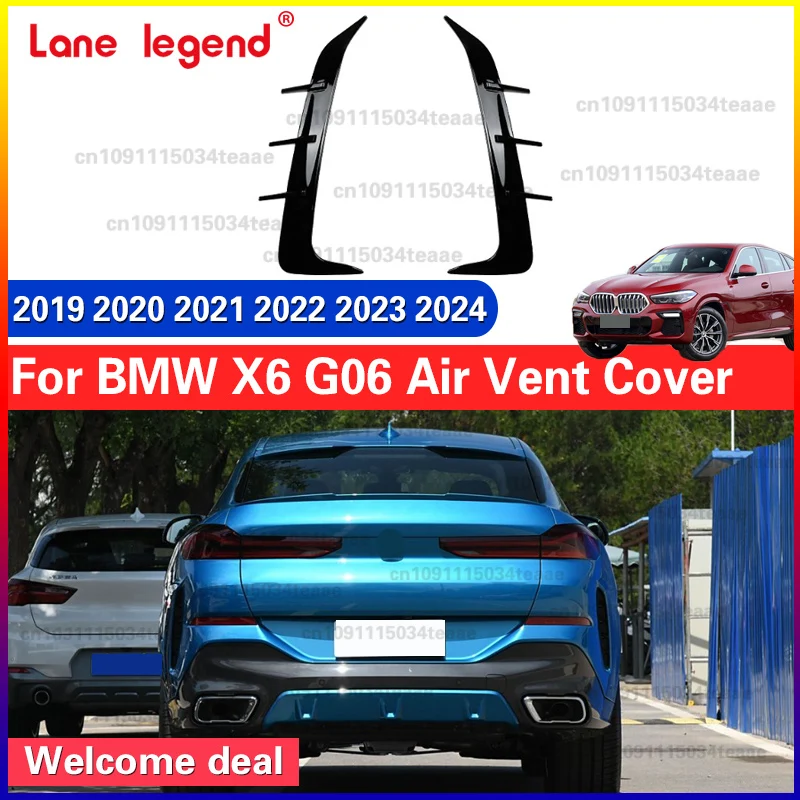 

For BMW X6 G06 2019-2024 2Pcs High Quality Car Rear Bumper Splitter Spoiler Canard Air Vent Cover Tuning Body Kits
