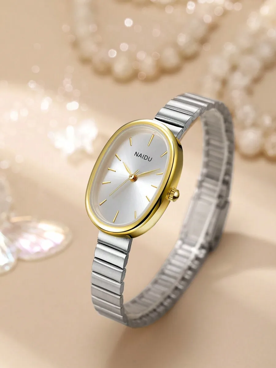 1pc Women's Stainless Steel Strap Simple & Fashionable Quartz Watch, Suitable For Daily Wear And Decoration