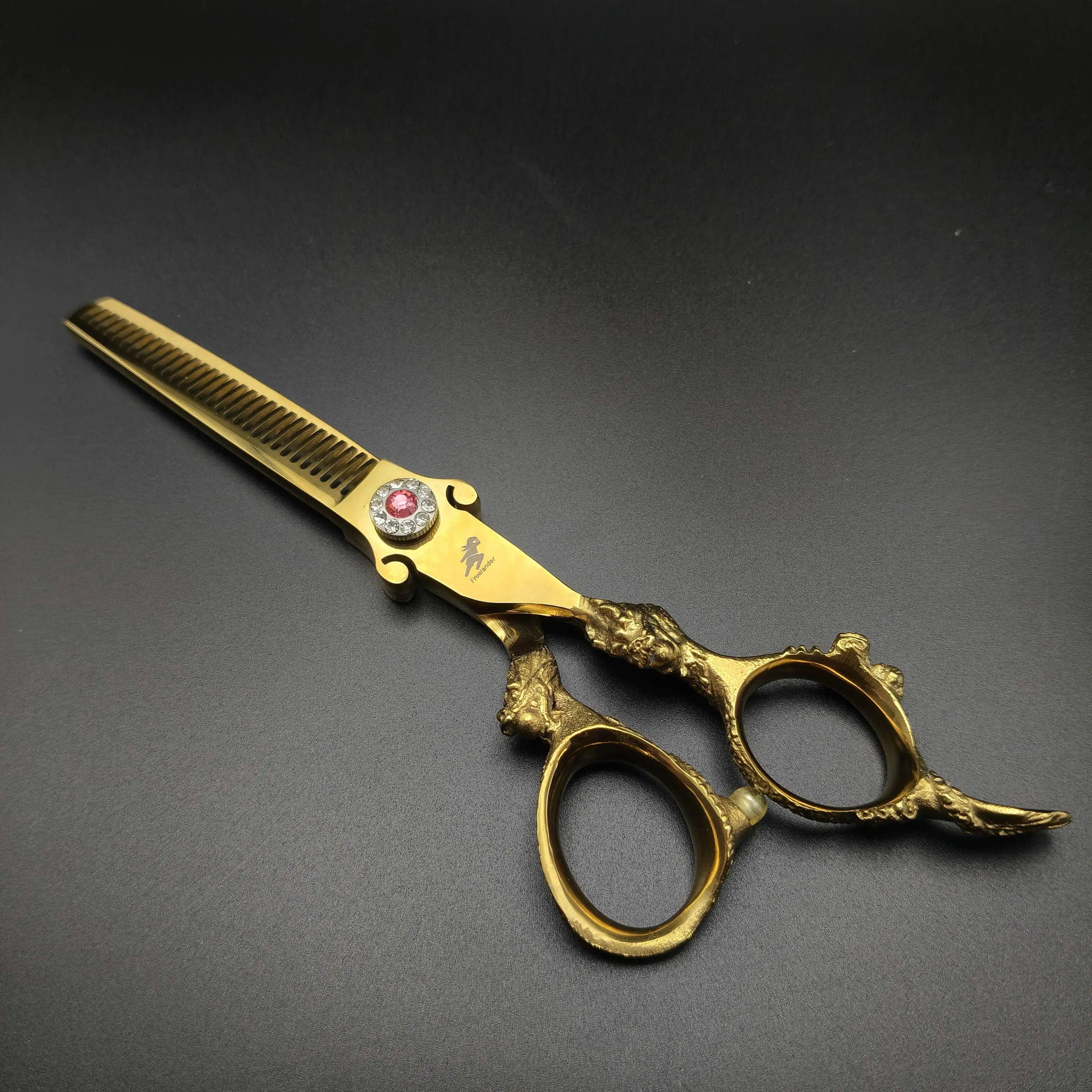 Freelander 6,0-Zoll Professionelle Friseurschere aus 440C Edelstahl mit Damaszener-Muster, Dünne Schere für Friseursalons – Detail 1