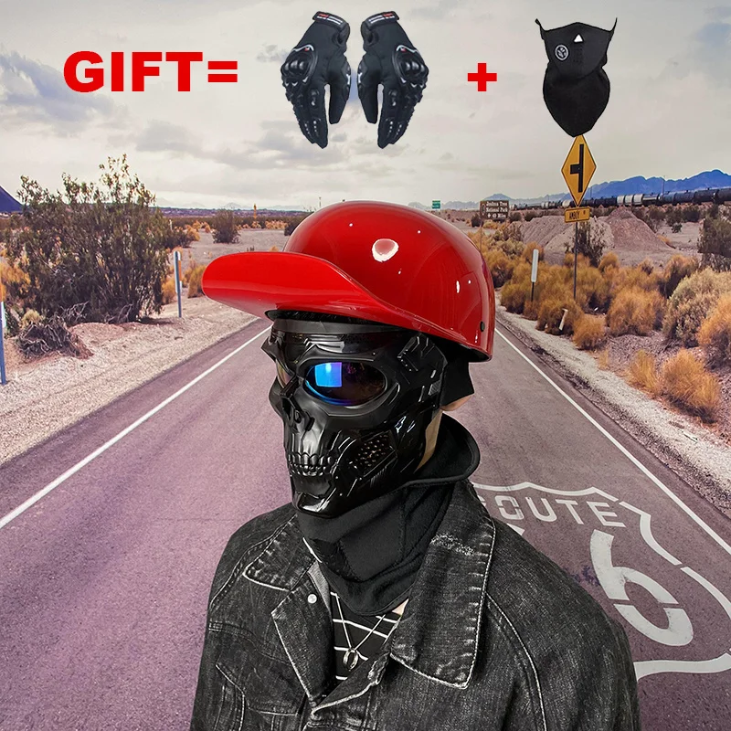 

2 Gifts Half Face Helmet Vintage Motorcycle Helmet Motorbike Motocross Helmet Biker Riding For Man