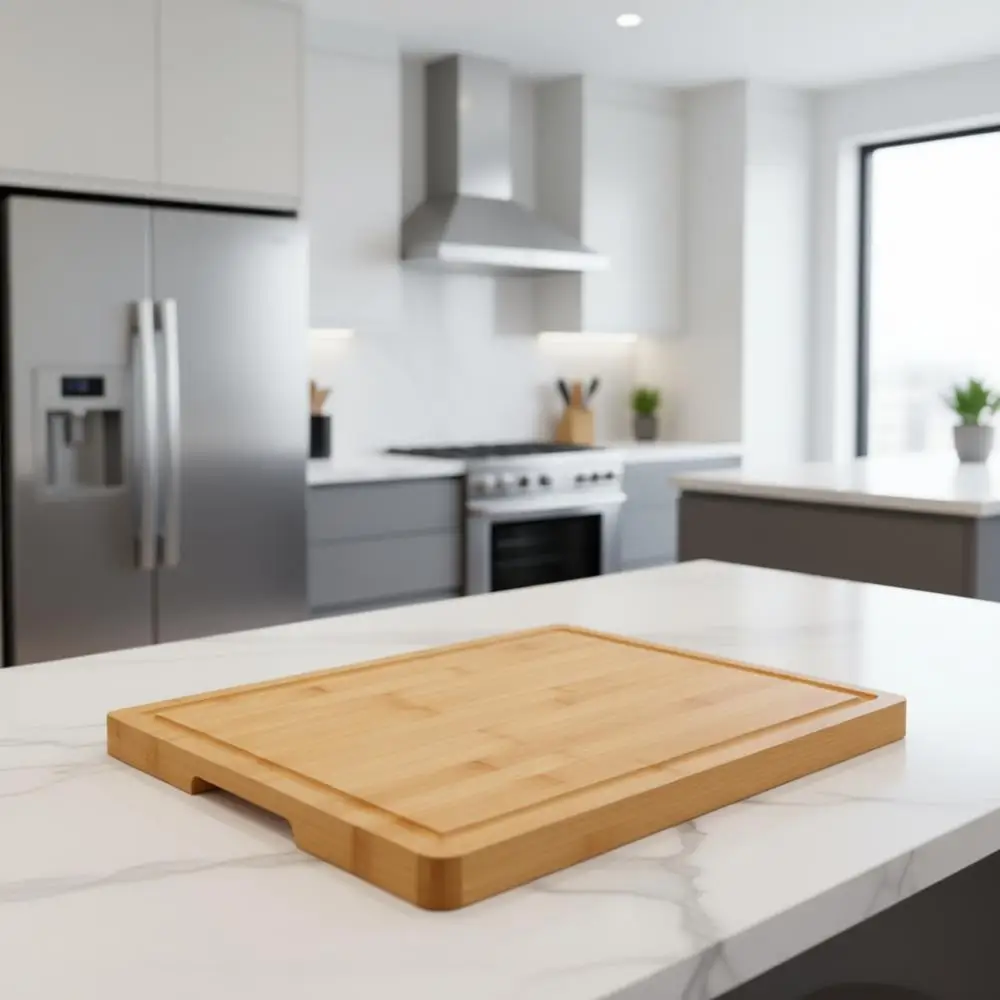 

Очень большая бамбуковая доска для прикосновения с ручками и пазом для сока, двусторонняя для использования на кухне