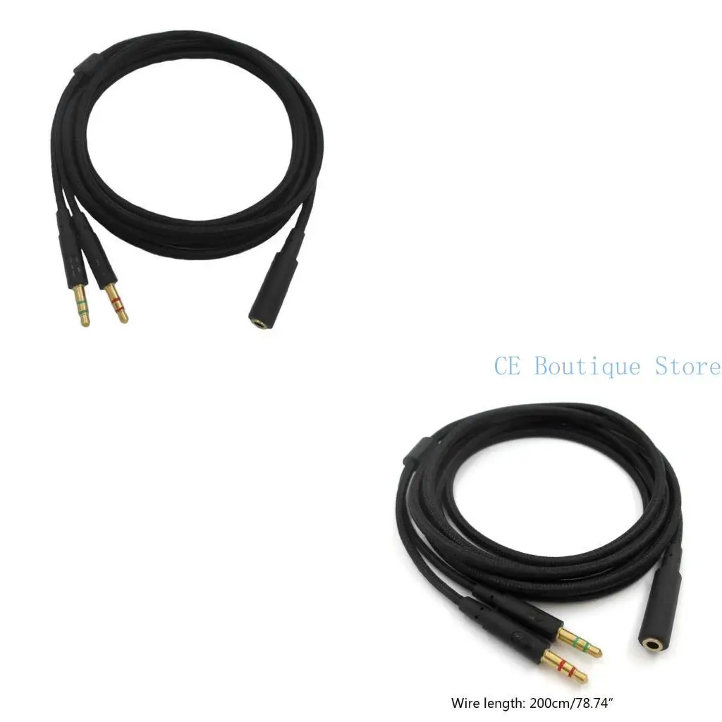 Replacement 3.5mm 2 in 1 Gaming Headset Extend Cable For HyperX Cloud II/for