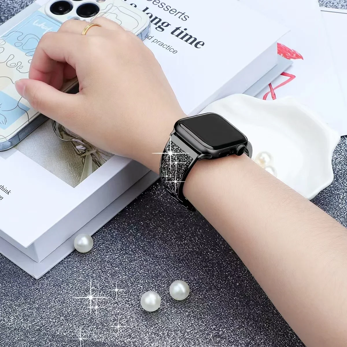 Diamond Metal Strap For Apple watch band 49mm 45mm 44mm 41mm 40mm 42mm 46mm Women Bracelet Wristband iWatch Ultra 10 9 8 7 6 5 4