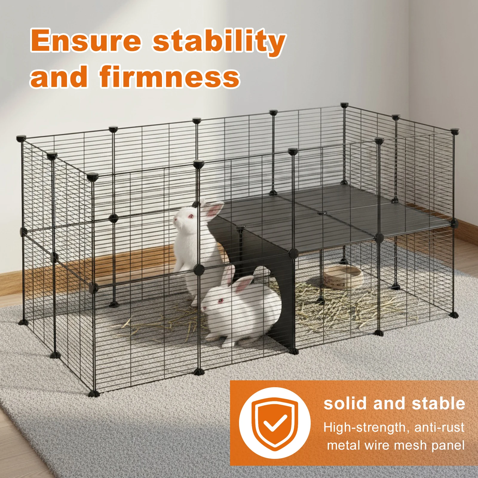 

Большая комнатная клетка для кроликов, вольер для мелких животных, переносной металлический манеж, улучшенный водонепроницаемый коврик, клетка для морских свинок/кроликов/кур