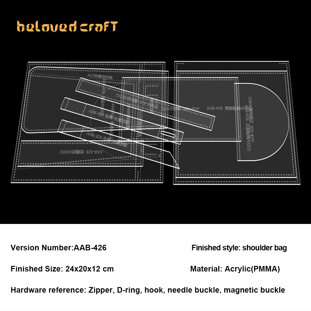 BelovedCraft Leather Bag Pattern Making with Kraft Paper and Acrylic Templates for Shoulder Crossbody Tote Bag