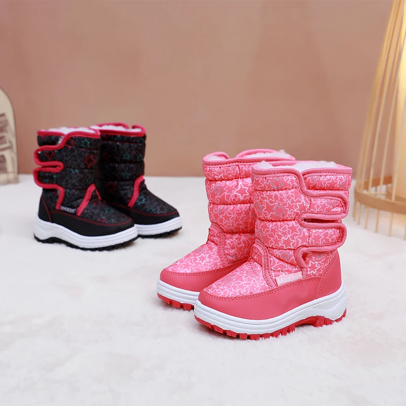 Oversized Boy And Girl Snow Boots Size 22-33 Boots, Thickened Cold Resistant And Non-Skid Children Ankle Cotton Boots