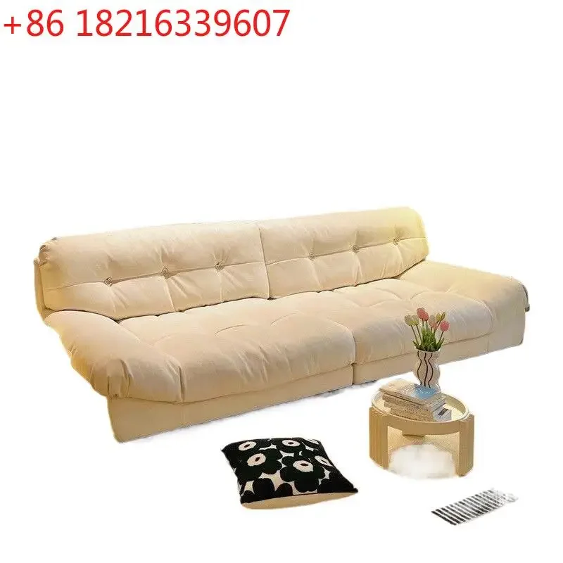 YAO Modern Simple Cream Style Living Room Small Apartment Straight Row Double Three-person Lazy Fabric