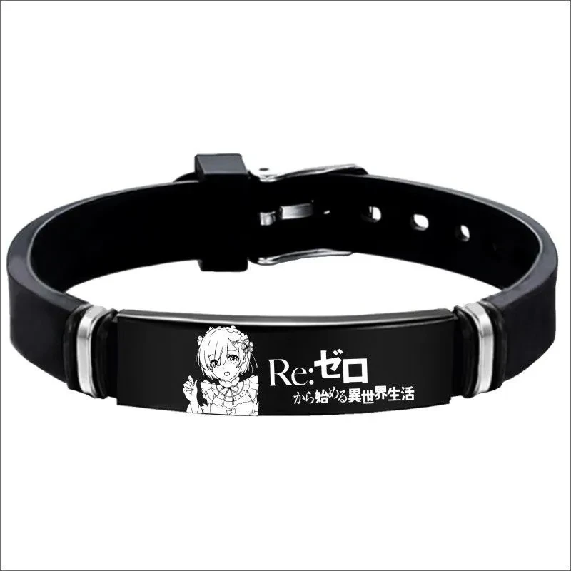 Re:Life In a Different World From Zero Bracelet Stainless Steel Laser Cartoon Character Logo Fashion Jewelry Bracelet