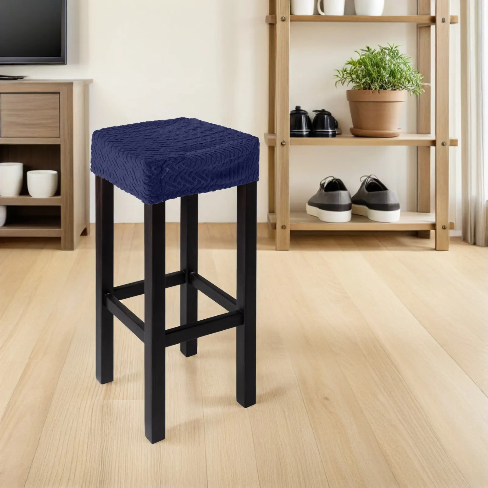 Elastic Stool Cover Rectangle Shape for Dressing Table Barstool Counter Chair Washable Slipcover Fitted Minimalist Design Soft