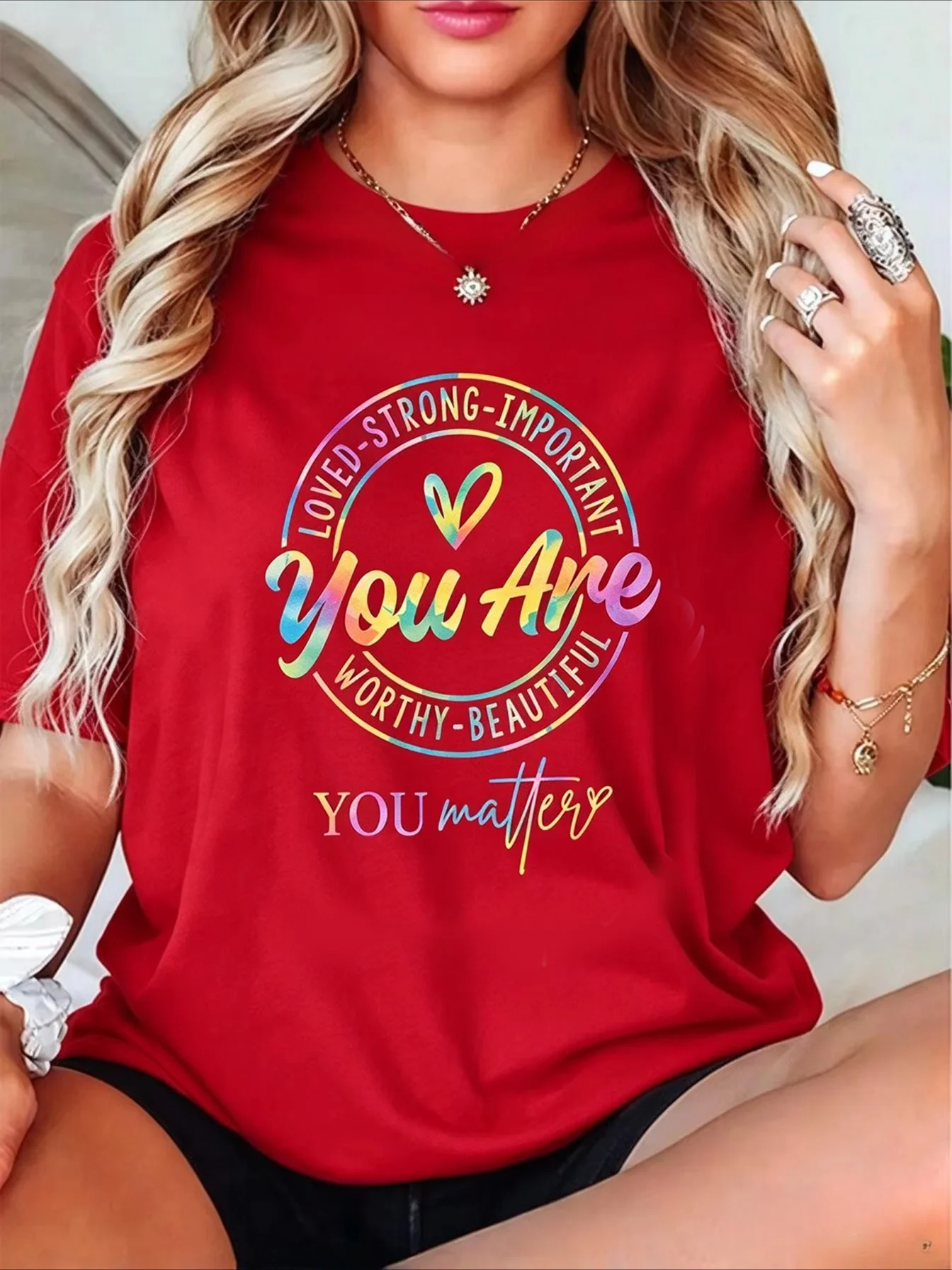 Mental Health Matters T-Shirt Women Positive Energy Message Graphic Tee Y2k O Neck Soft Breathable Top Casual Aesthetics Clothes