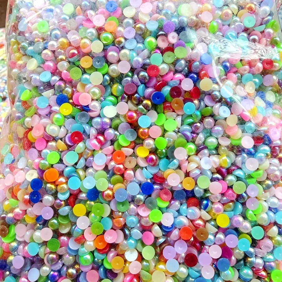 10000pcs 4mm/5mm/2000pcs/8mm/10mm mixed AB color semi round beads suitable for DIY decoration and DIY jewelry production