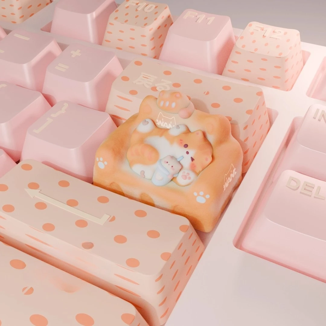 

Sofa Cat Keycaps Custom 3D Resin Kawaii 1.5u Pink Keyboard Cap Cartoon Handmade Keycap for Mechanical Keyboard Accessory Gift