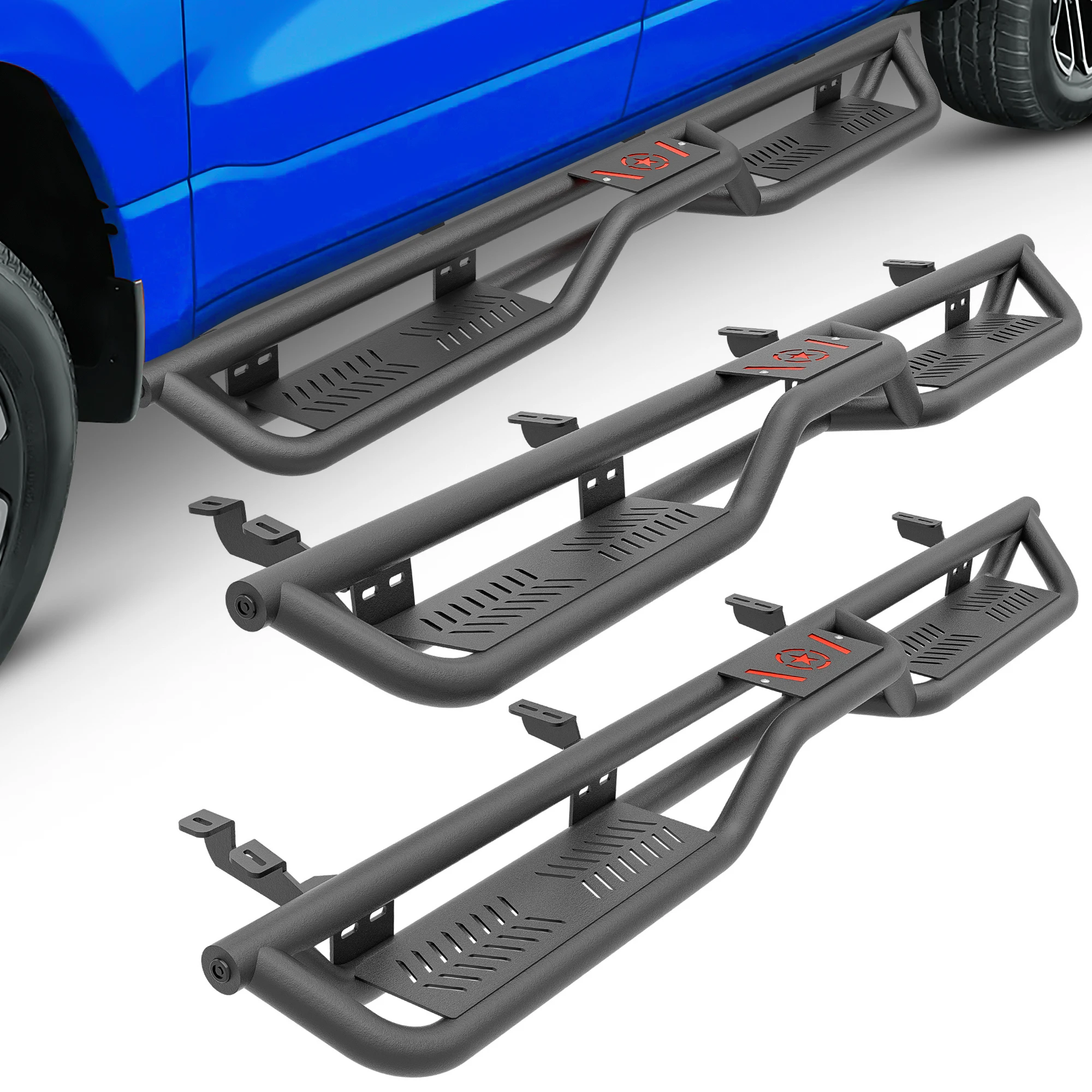 

Подножки с двойной ступенчатой конструкцией, черные, для Toyota Tundra Crew Max Cab 2007-2021 гг.