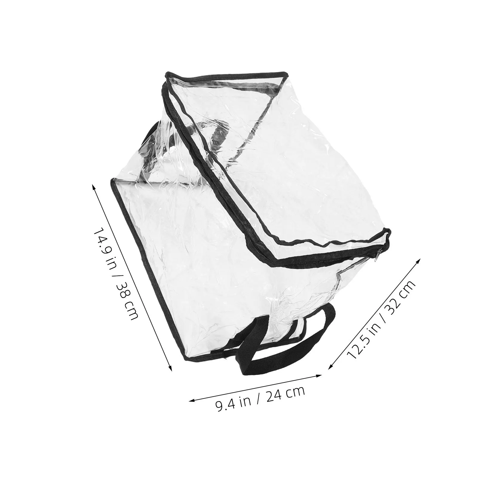 2Pcs Collapsible Book Storage Case Transparent PVC Organizer with Lifting Handle Space Saving Stackable Design for Home School