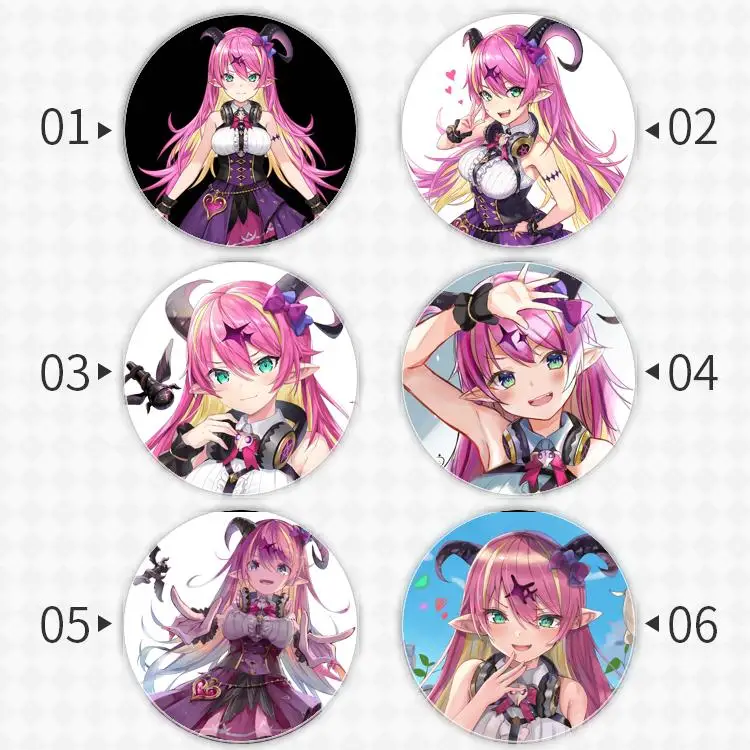 Aloe Ch Badge Brooch Vtuber Virtual YouTuber anchor Peripherals Pin Lapel Pupil Cartoon Peripheral Cosplay Trinket Personalized