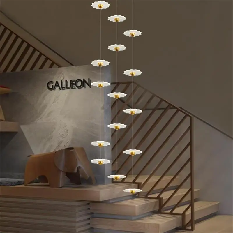 chandeliers stairs New LED modern villa duplex rotary staircase pendant light hotel high-rise living room ceiling Hanging lamp