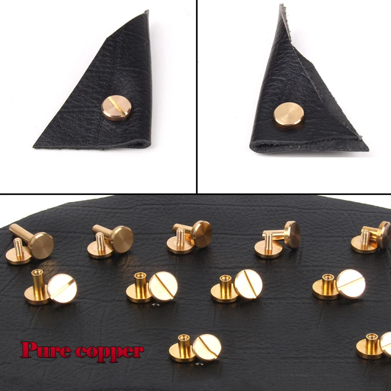 Pure Copper Flat Rivet (10*4*4mm)5/6/7/8/10/12/15/20 Mm Height Curved Bottom Screw a Word Band Decorative Rivet Belt Pack Shoes