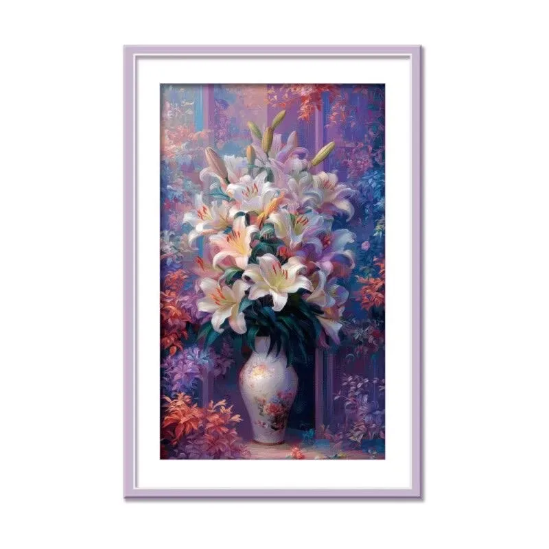

KS 14CT 11CT 9CT Lily Vase Printed Kit Cross Stitch Embroidery DIY Needlework Home Decor Crafts 119 Colors