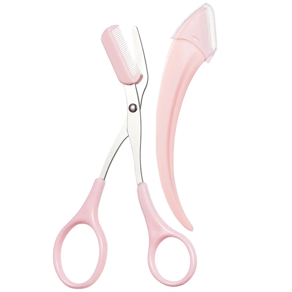 Face Trimmer for Men Eyebrow Scissors with Comb Dual Purpose Women Pink Shaper Mini Eyebrows Man