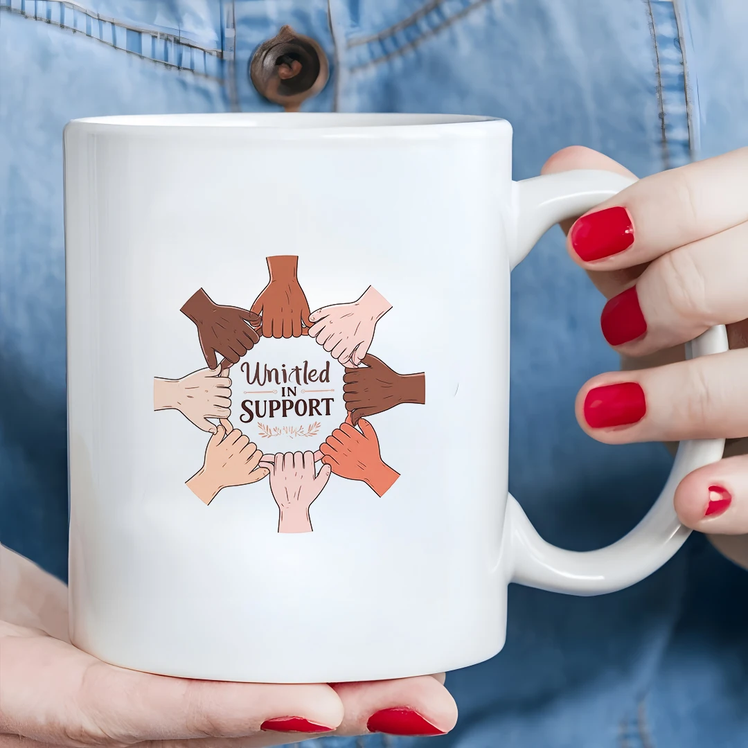 Чашка 11 унций + поддержка солидарности, ручная роспись чашка + детская чашка для холодных и горячих напитков — рождественский подарок для семьи и офиса