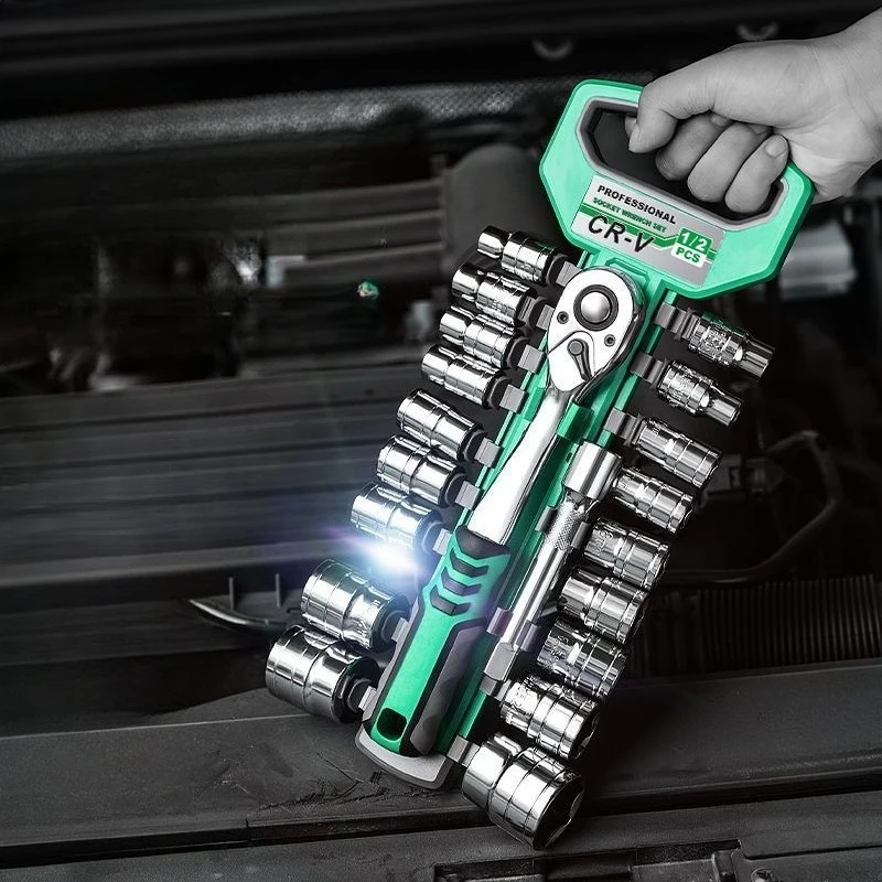 Ratchet Socket Wrench Set Drive Socket Set With Way Quick Released Ratchet Handle And Extension Bar