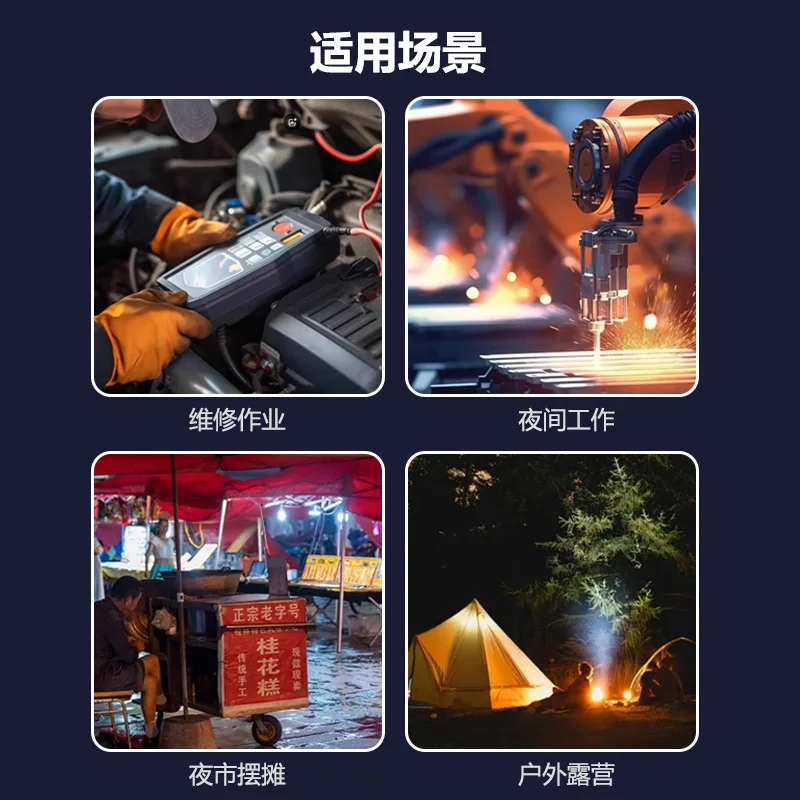 Portable Magnetic Auto Repair Work Light USB Rechargeable LED Flashlight With Magnet Hook For Car Repair Fishing Emergencies