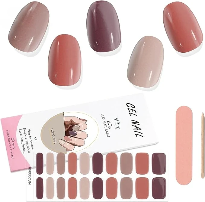 Autocollants pour ongles en gel semi-durci, enveloppes adhésives, conception de fleurs, imperméables, durables, durcir dans les besoins de lampe UV, 16, 18, 20 embouts