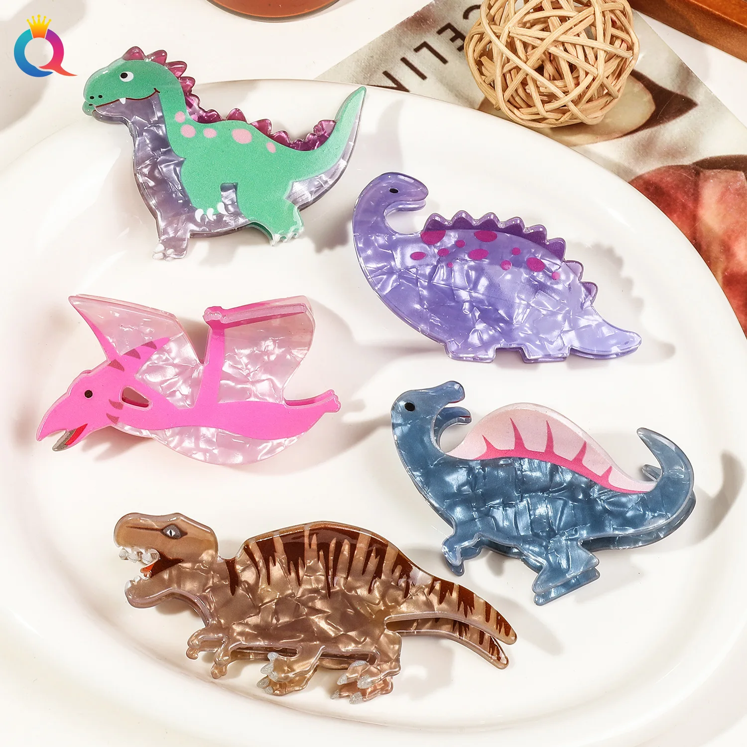 Pascal Rapunzel Lizard Hair Clip Acrylic Cartoon Dinosaur Hair Clip Cute Plate Hair Grab Clip Girls Shark Clip Hair Accessories