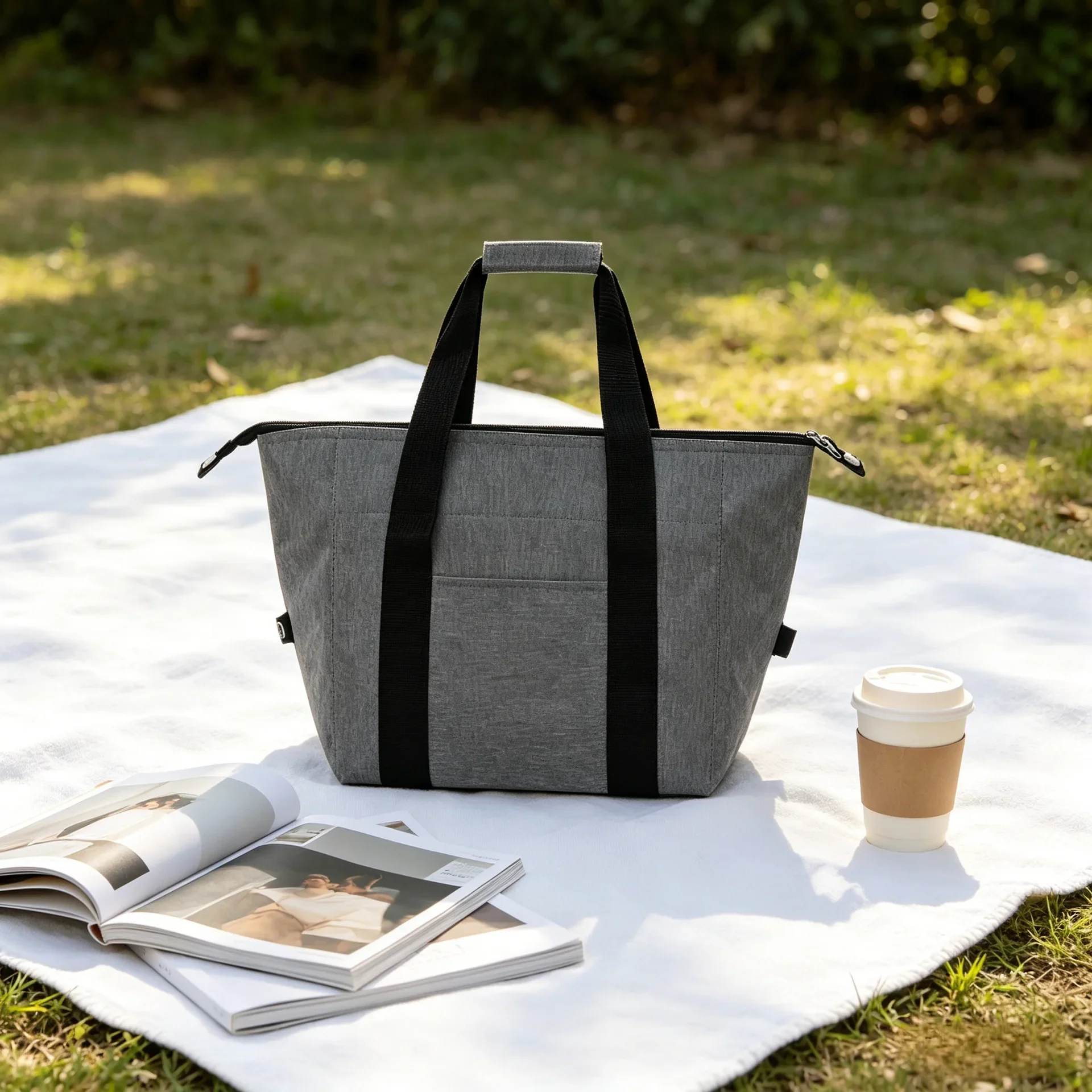 Aluminum foil thermal insulation bag folding handbag large-capacity fresh-keeping ice bag outdoor waterproof picnic bag