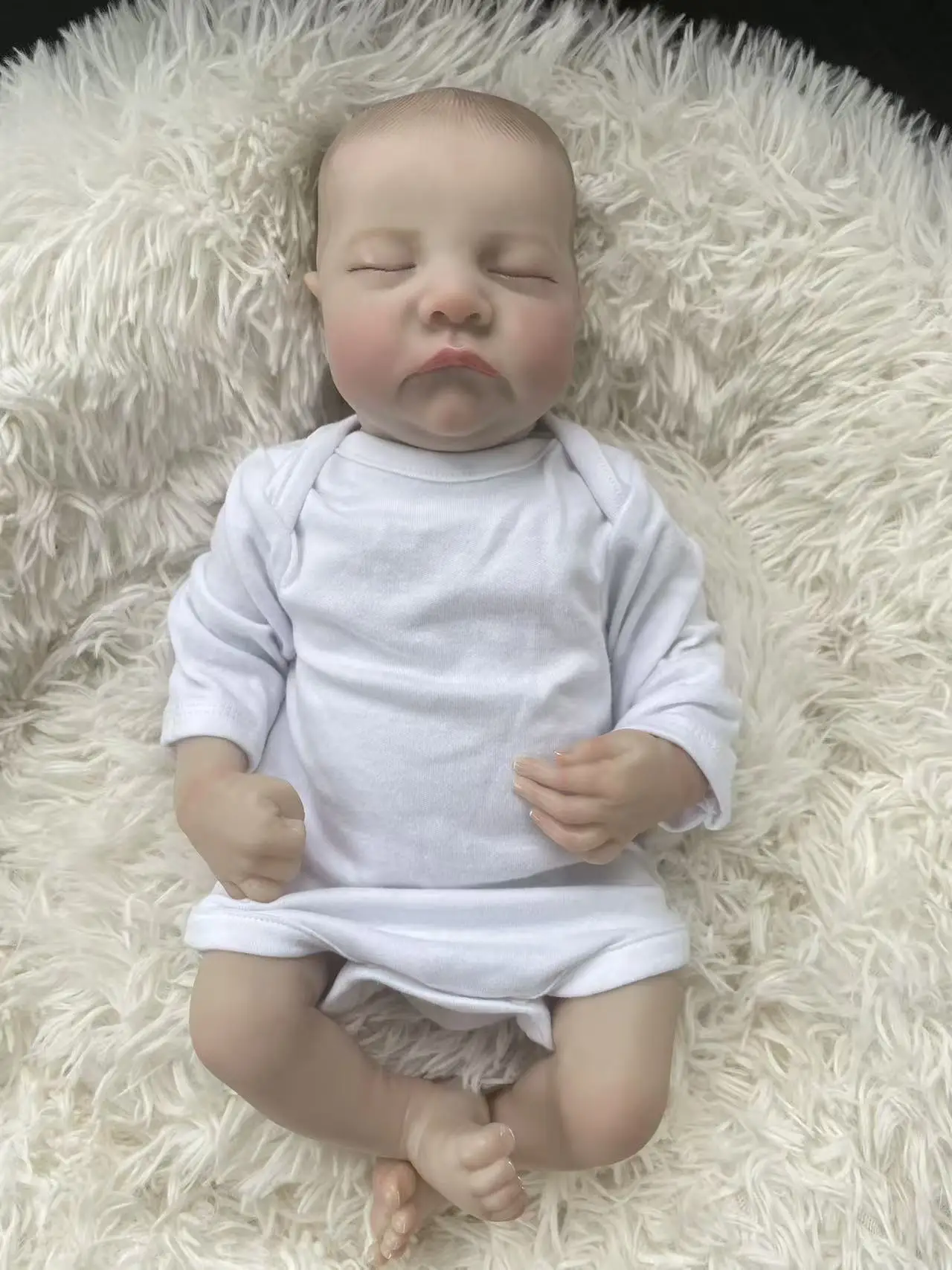 Lifelike Multiple Layers Painting Skin Visible Veins 19inch Cotton Body/Full Vinyl body Levi Hand Paint Hair Sleep Reborn Doll