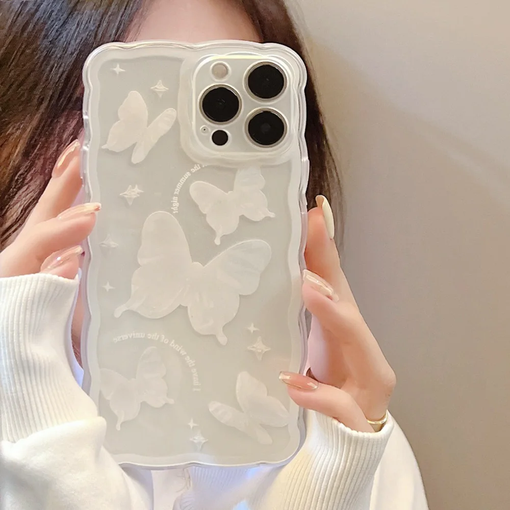 Cute Rabbit Soft Wavy Phone Case For iPhone 11 Case iPhone 14 Pro Max 15 Pro 13 Mini 12 Xsmax X Xr 7 8 14 15 Plus SE 2020 Funda