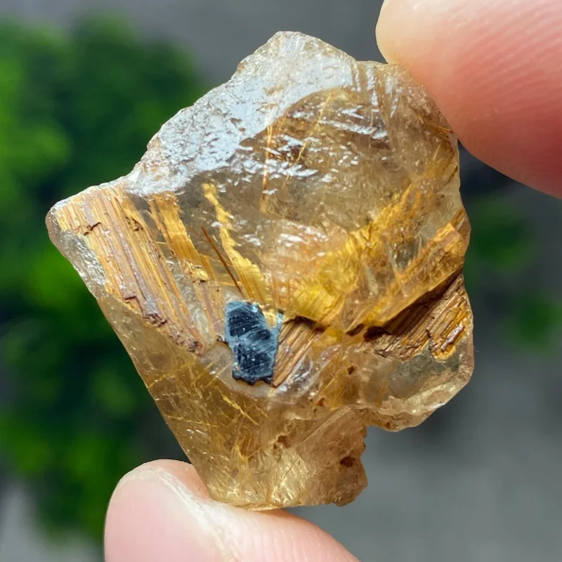 

Natural Brazil Gold Rutilated Quartz Crystal Hair Mineral Specimen Collection Raw Healing Stones For Decoration