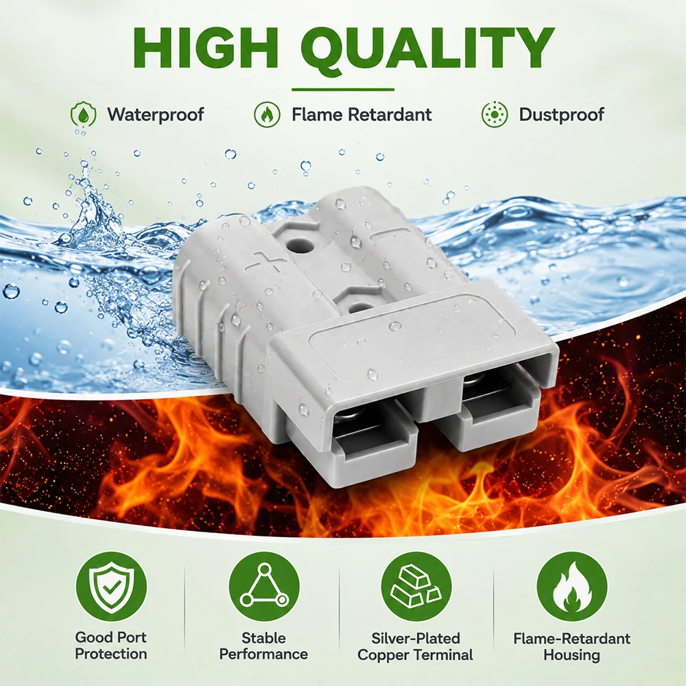 Connettore Rapido per Batteria 50A 2/4 Pezzi con Montaggio a Pannello e Copertura Antipolvere Impermeabile per RV, Camion, Verricello