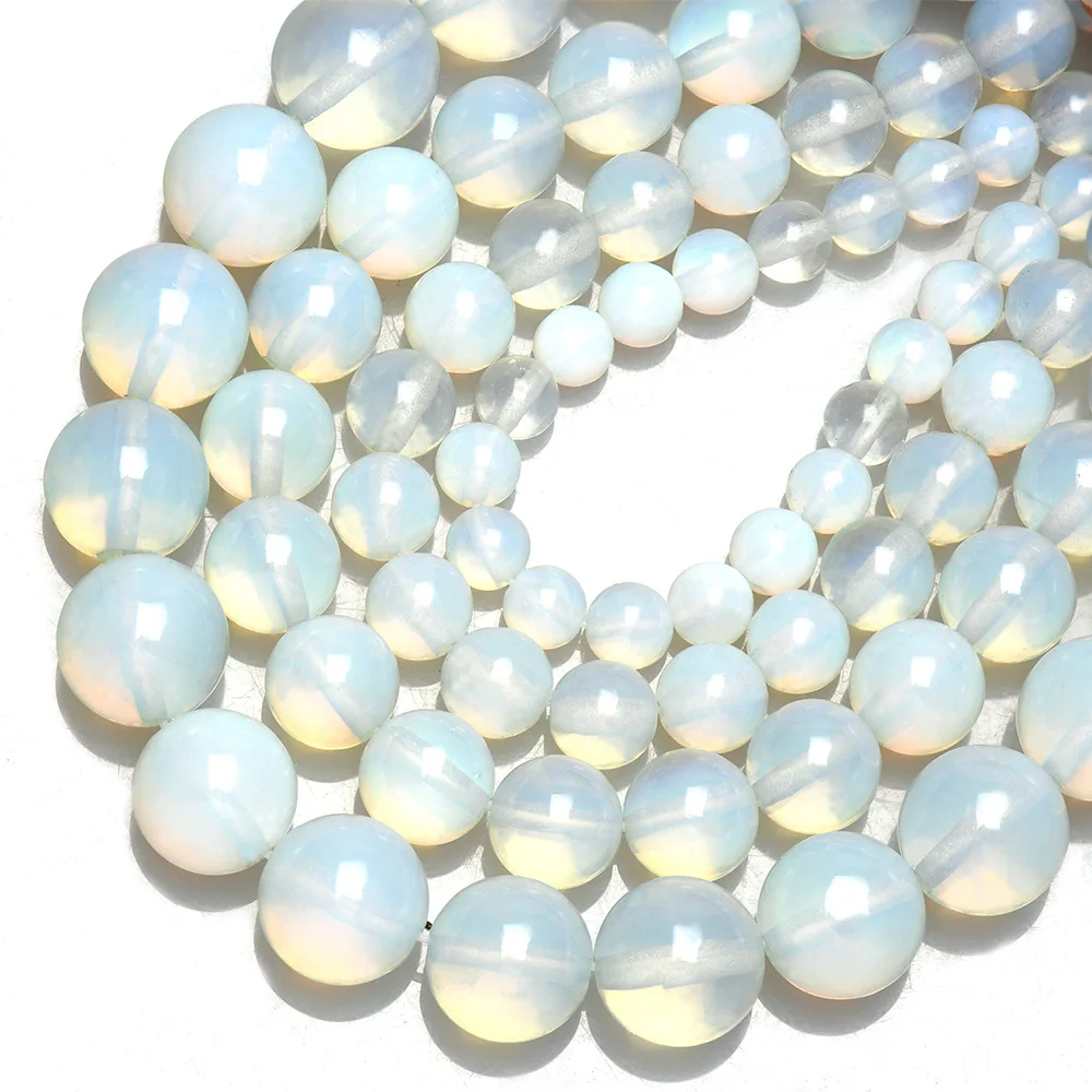 Natursteinperlen, 4 mm, Opal-Edelstein, rund, lose Perlen, Kristall-Energiestein, Heilkraft für Schmuckherstellung, DIY, 1 Strang, 38,1 cm