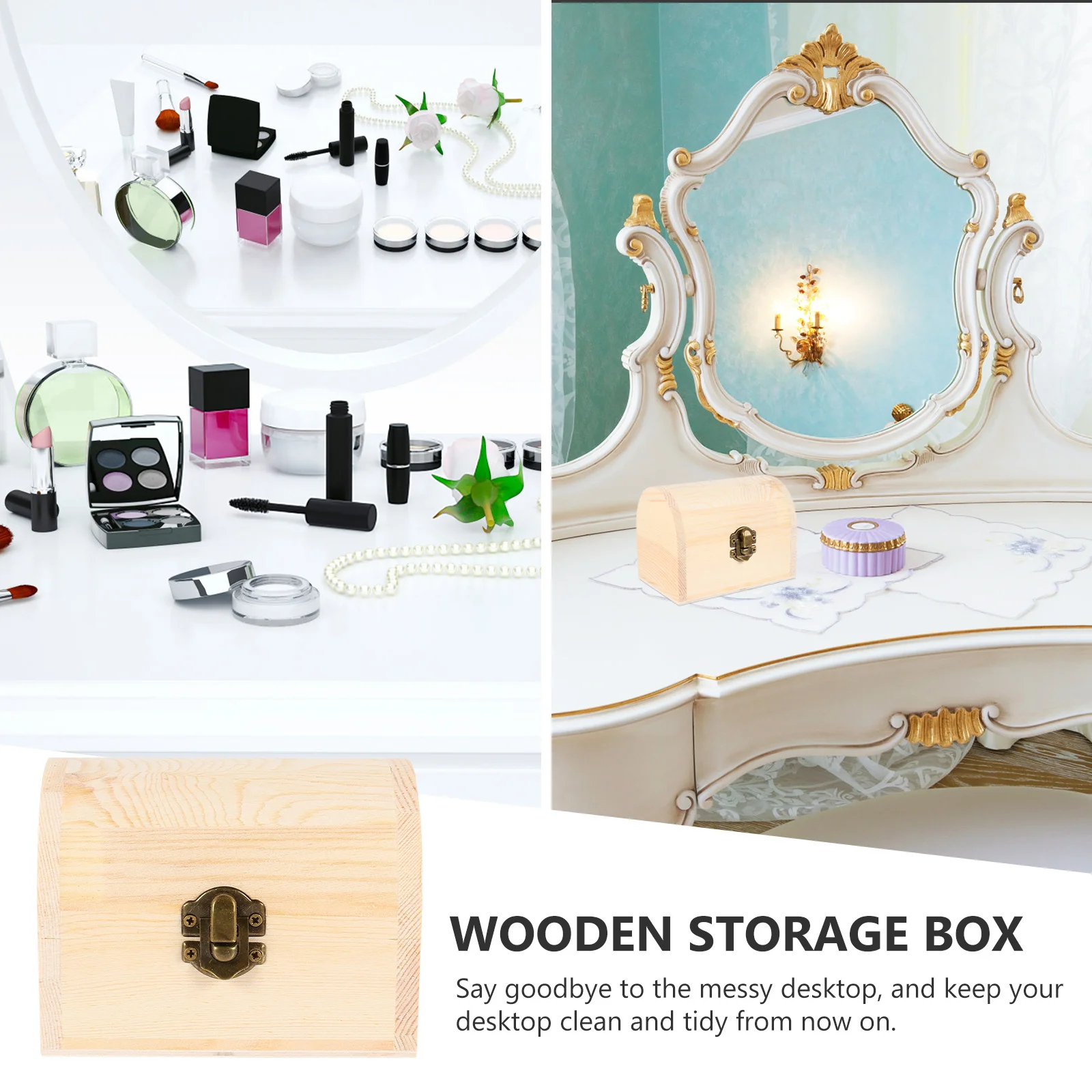 

1Pcs Solid Wood Treasure Box Medium Arc Design Wooden Storage Chest Box Gift Case Jewelry Candy Organizer Desktop Storage